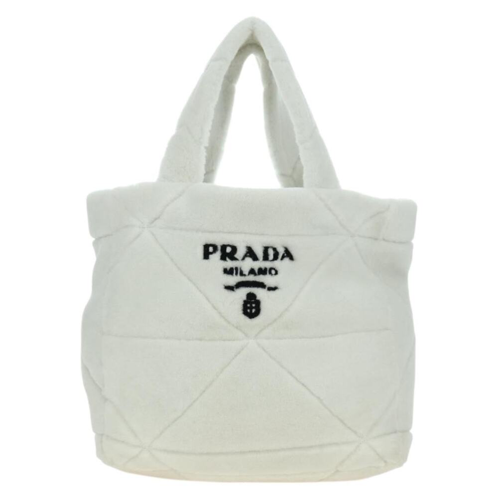 Prada Canvas Shearing Tote Bag Mouton White